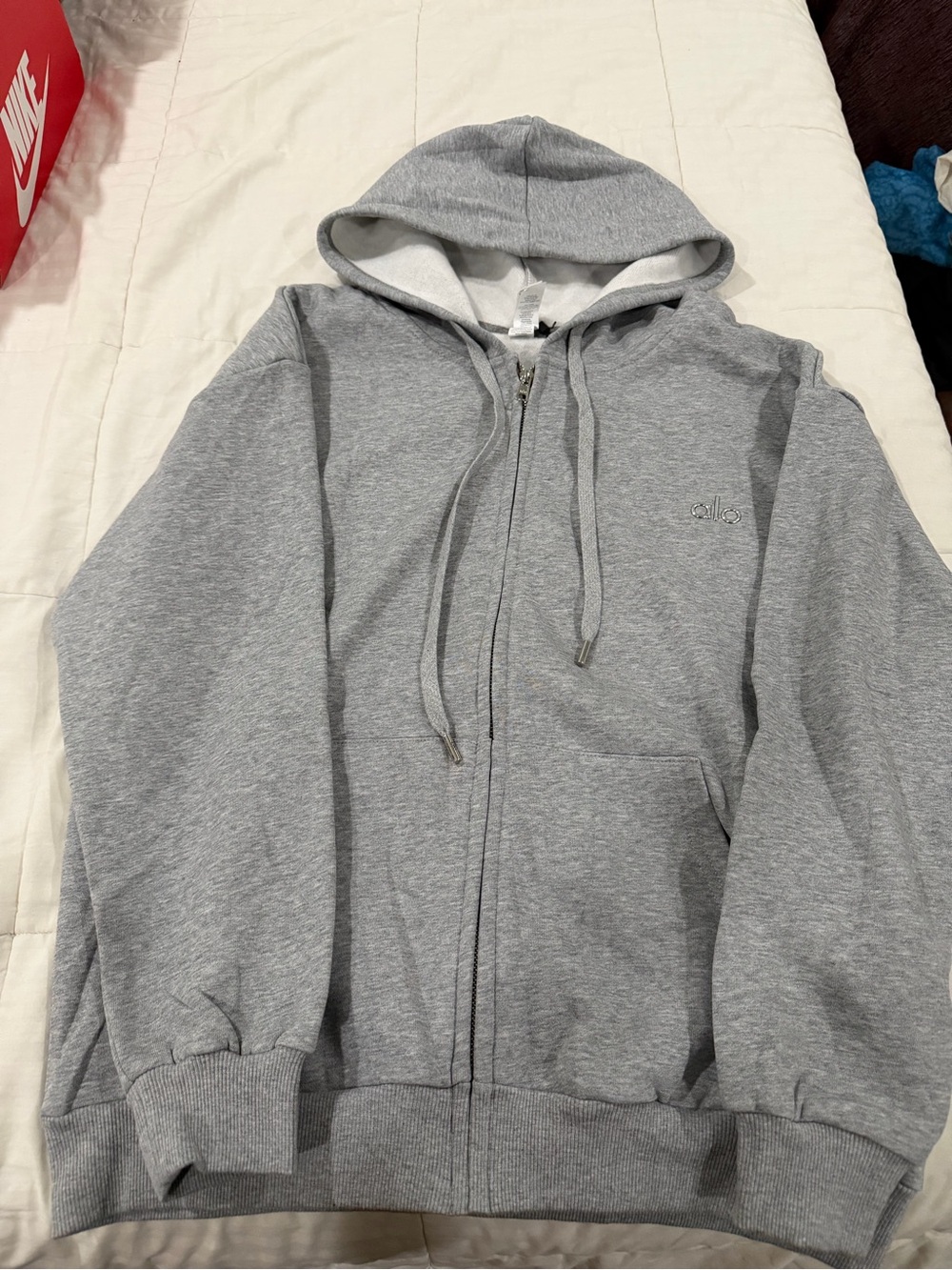 ALO Yoga Light Grey Sweet Escape Zip-Up Hoodie